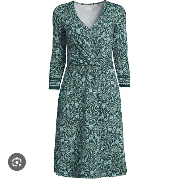 Lands End Modal Floral Dress Front Twist Size Small Tradwife Modest Knee Length - Picture 1 of 11